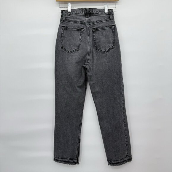 Abercrombie & Fitch The Ankle Straight Ultra High Rise Black Split Raw Hem Sz 25 - Picture 2 of 11